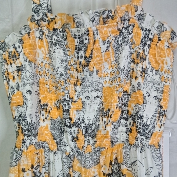 Modcloth Boho on the Range Smocked Maxi Dress Faces Print Medium NWT Rar… - Picture 8 of 16